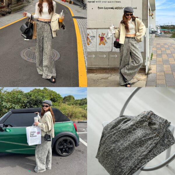 IMG_6849 超韓豹紋時髦後鬆緊寬褲