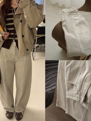 奶油繭型車線彎刀褲繭型褲