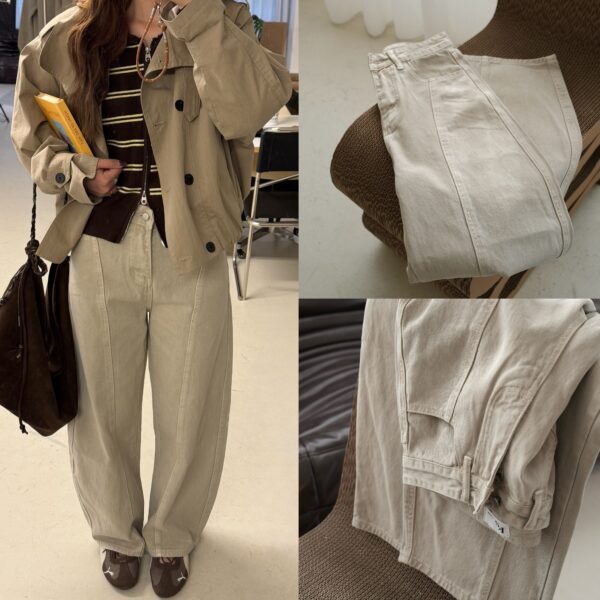 奶油繭型車線彎刀褲繭型褲