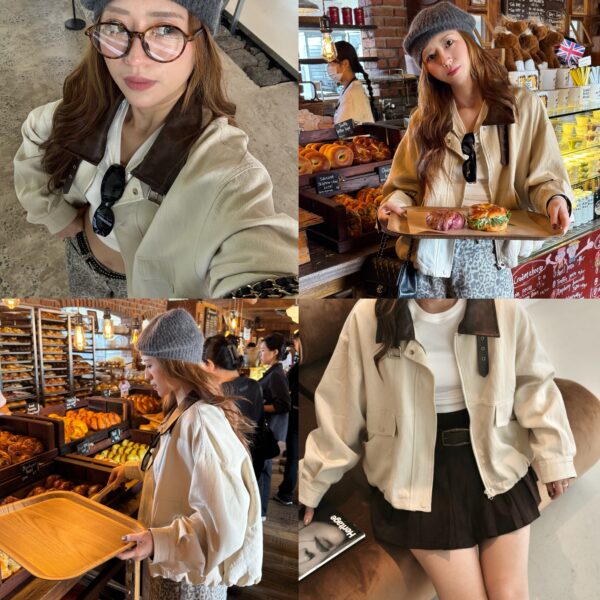 巴恩風拼接領風衣工裝外套