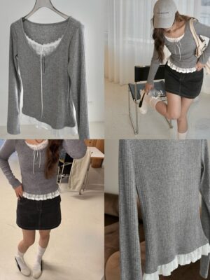 公主的蕾絲假兩件上衣