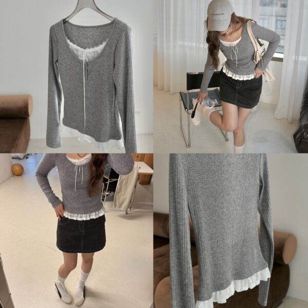 公主的蕾絲假兩件上衣