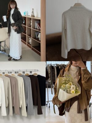 彈力柔膚厚棉半高領打底上衣