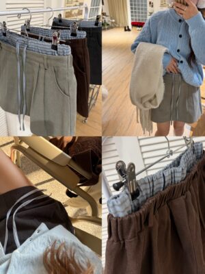 自訂款miumiu風拼接重磅顯瘦短裙！有口袋