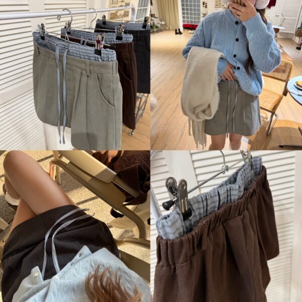 自訂款miumiu風拼接重磅顯瘦短裙！有口袋