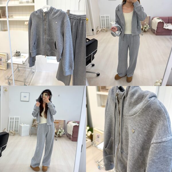 休閒套裝 雙拉鏈外套+直筒休閒褲