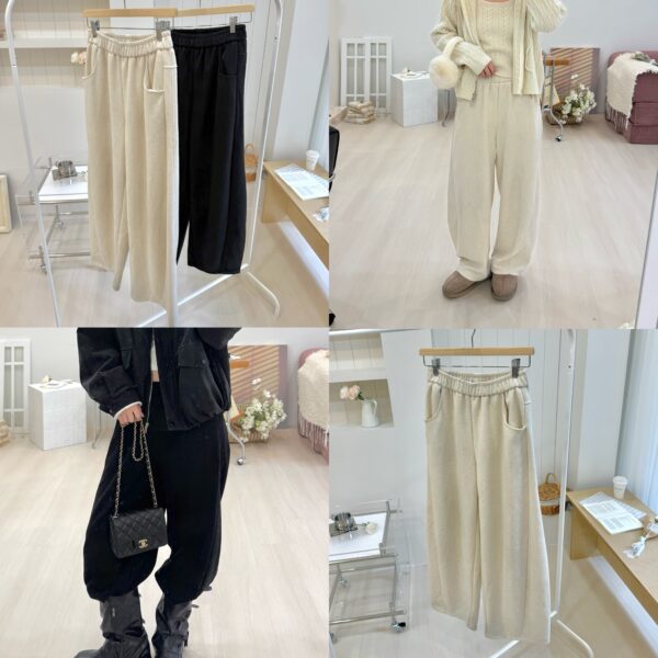 仿羊絨休閒鬆緊繭型寬褲 超舒服!!!