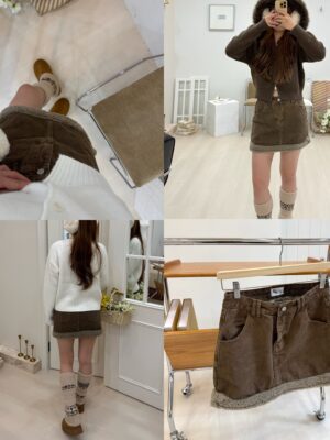 IMG_9306 熊寶寶滾邊🐻拼接毛毛牛仔短裙