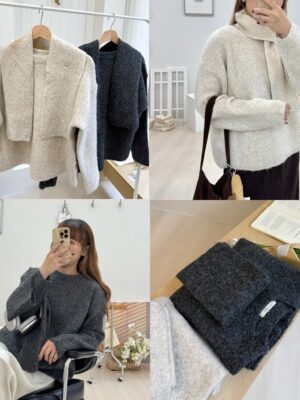 IMG_9310 附圍巾素面柔軟羊羊🐑毛衣 超舒服