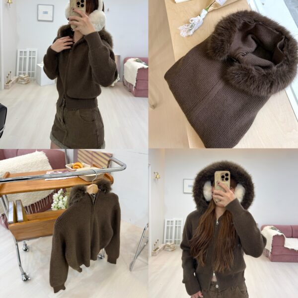 超舒服毛毛可拆雙拉鏈質感針織毛衣上衣