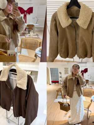 拼接羔羊毛超舒服軟麂皮保暖外套