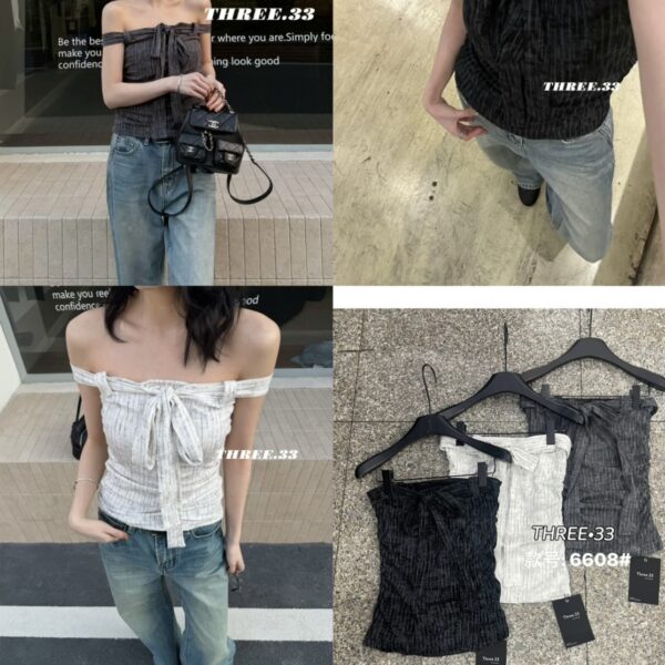 1323 studio-兩穿平口彈性超美約會必備上衣 內有防滑膠條