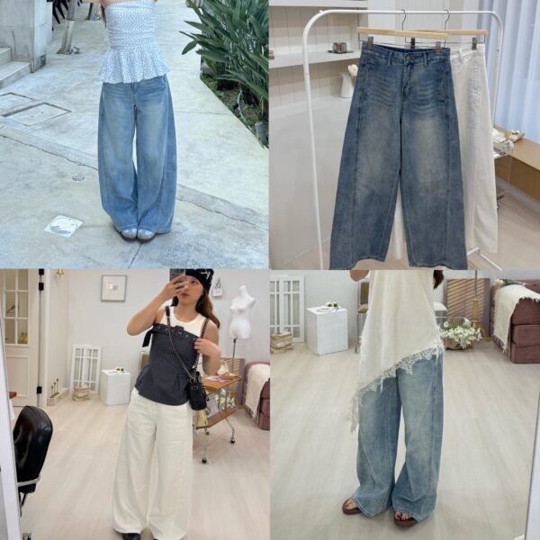 1323 studio-直口袋車線顯瘦長腿微繭型直筒寬褲