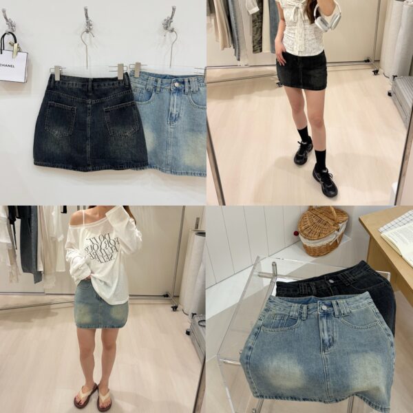 1323 studio-韓國歐膩辣妹基本素面牛仔窄裙迷你短裙