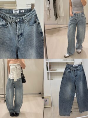 1323 studio-韓國🇰🇷質感坑紋歐膩牛仔繭型褲