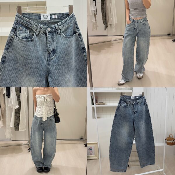 1323 studio-韓國🇰🇷質感坑紋歐膩牛仔繭型褲