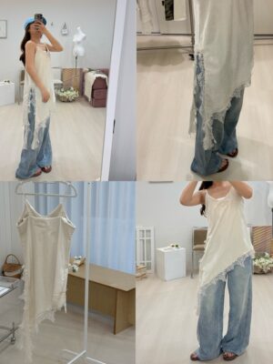 1323 studio-仙女🧚‍♀️渡假不規則蕾絲細肩可調上衣