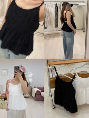 1323 studio-女團毛感小性感露背氣球細肩背心