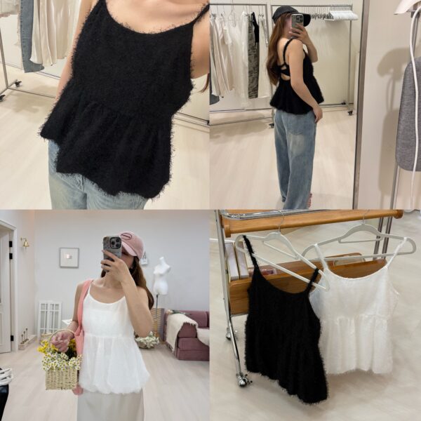 1323 studio-女團毛感小性感露背氣球細肩背心