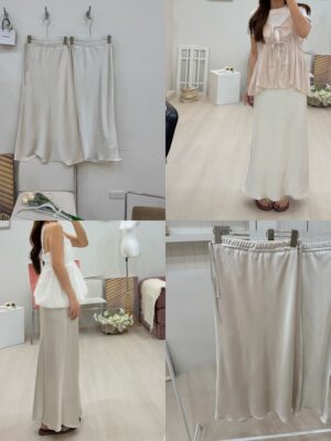 1323 studio-自訂緞面光澤高質感側抽繩仙女婚禮渡假長裙