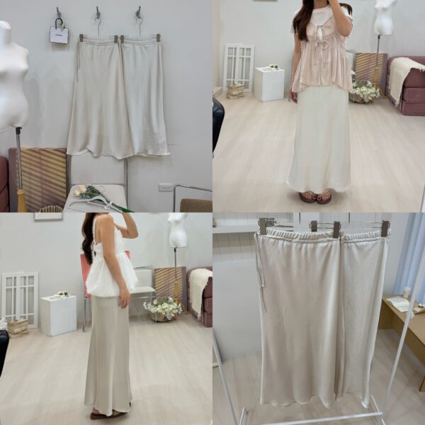 1323 studio-自訂緞面光澤高質感側抽繩仙女婚禮渡假長裙