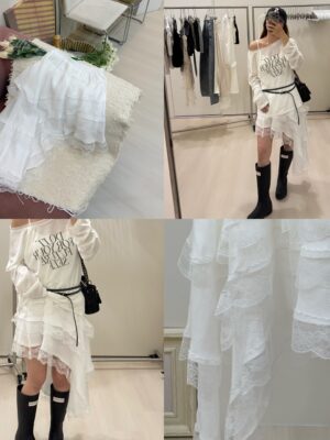 1323 studio-不規則蕾絲蛋糕鬆緊短裙