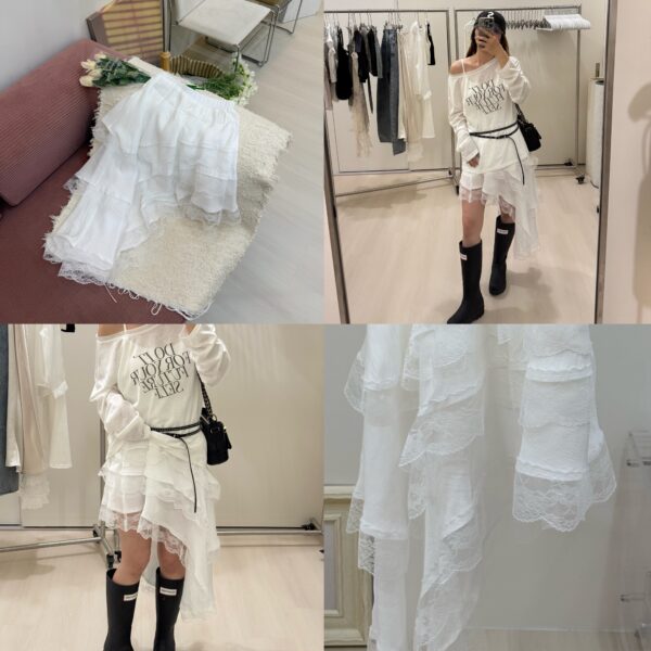 1323 studio-不規則蕾絲蛋糕鬆緊短裙