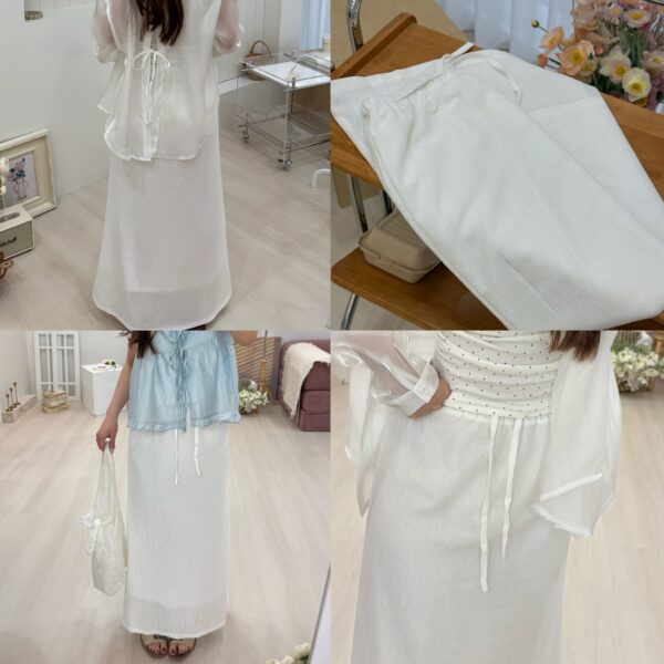 1323 studio-鬆緊綁帶顯瘦雙層涼感仙女長裙 梨型友好